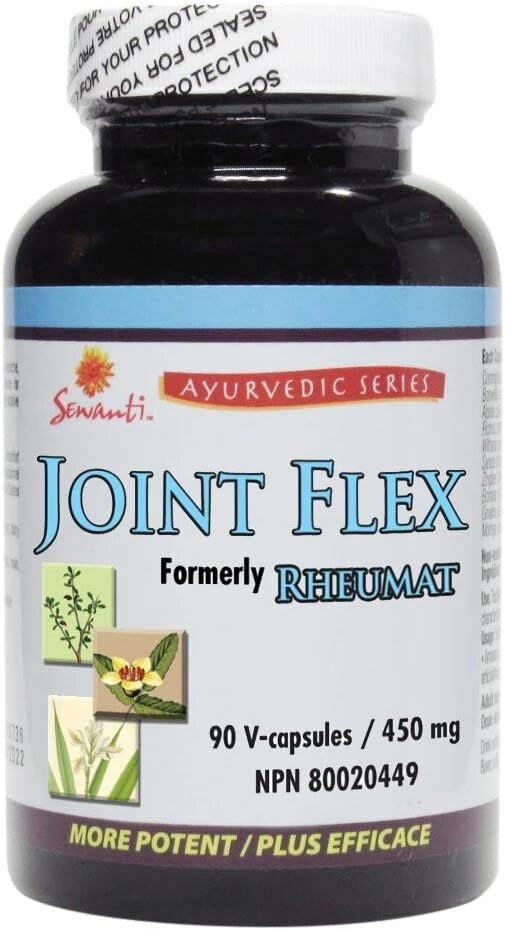 Sewanti Joint Flex 90 Capsules NPN 80020449 95 gram Contains: Guggul, Bosewellia, Ginger, Castor Root, Ashwagandha, and Cardamom