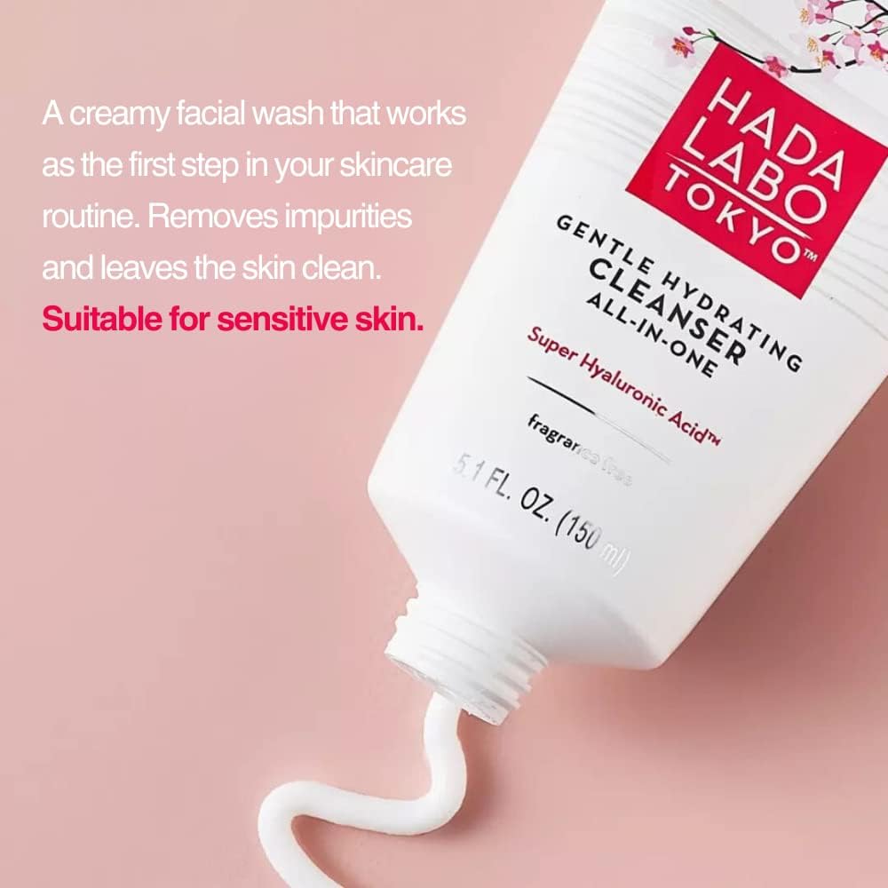 Hada Labo Tokyo 温和洁面乳 – 含超级透明质酸的保湿洁面乳 – 适合所有肤质 – 去除彩妆和杂质