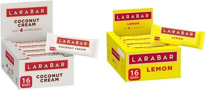 Larabar Gluten Free Coconut Cream Fruit and Nut Energy Bar, 16-Count, 768 Gram & Larabar Gluten Free Lemon Fruit & Nut Energy Bar