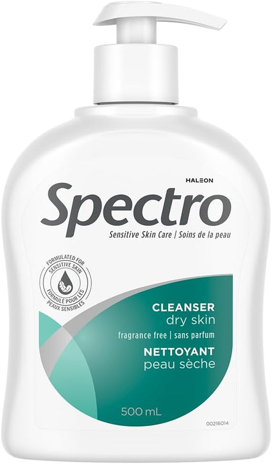 Spectro Facial Cleanser for Dry Skin, Fragrance and Dye Free Skin Care, Pump Dispenser, 500 mL