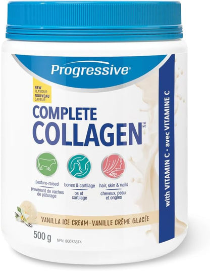 完整胶原蛋白粉补充剂 - 无味，500 克 | 非转基因、无抗生素、无激素和完整胶原蛋白香草冰淇淋