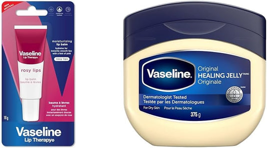 Vaseline 凡士林 玫瑰润唇膏 10g + 凡士林经典修护晶冻 375g（干燥皲裂肌肤适用）