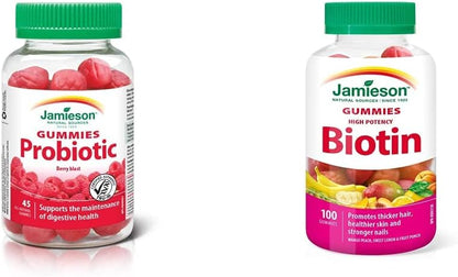 Jamieson Probiotic Gummies 45 Gummies + Jamieson High Potency Biotin Gummies 100 Gummies