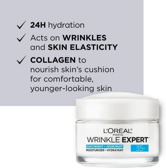 L’Oréal Paris Wrinkle Expert 35+ Anti Aging Face Cream & Night Cream, With Collagen to Reduce the Look of Wrinkles, Face Moisturizer Provides 24HR Hydration, 50mL