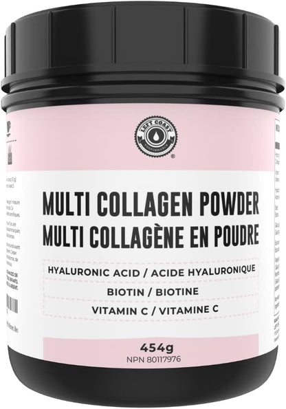 Collagen with Biotin, Hyaluronic Acid, Vitamin C, 1 lb Powder. Hydrolyzed Multi Collagen Peptide Protein. Types I, II, III, V, X, Collagen for Hair, Skin, Nails*. Collagen Supplement for Women, Men