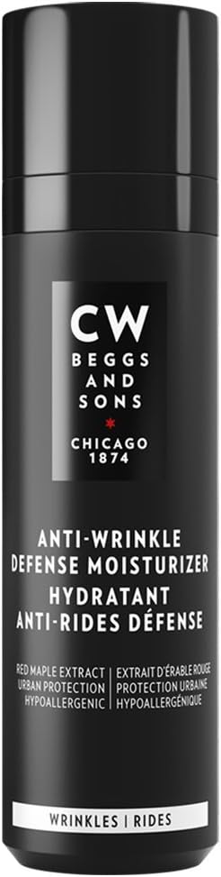 CW Beggs Anti-Wrinkle Defense Moisturizer for Men, Anti-Aging Face Cream, Hypoallergenic, Fragrance-Free, Paraben-Free, Alcohol-Free, Mineral Oil-Free, Cruelty-Free, 50 mL