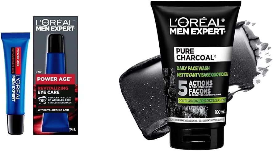 L'Oréal Paris Men Expert Power Age Revitalizing Eye Care & Face Wash, Pure Charcoal Skincare