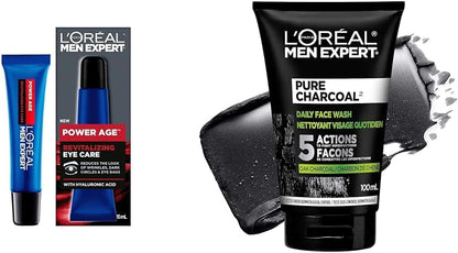 L'Oréal Paris Men Expert Power Age Revitalizing Eye Care & Face Wash, Pure Charcoal Skincare