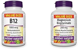Webber Naturals 維生素 B12 1000 微克 + 甘胺酸鎂 200 毫克