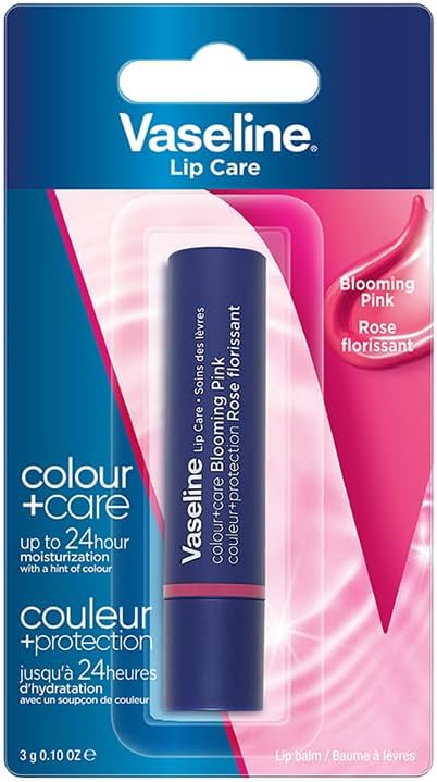Vaseline® Lip Therapy Colour+Care Blooming Pink Tinted Lip Balm Stick, Long Lasting Moisturiation