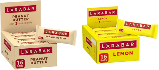 Larabar Gluten Free Peanut Butter Fruit and Nut Energy Bar, 16-Count, 768 Gram & Gluten Free Lemon Fruit & Nut Energy Bar