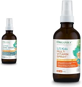 Organika Kids Zinc Spray with Vitamin C- Orange Tangerine Flavour + Organika Kids Multivitamin Spray - Orange Flavour (Recommended Age 1-3)