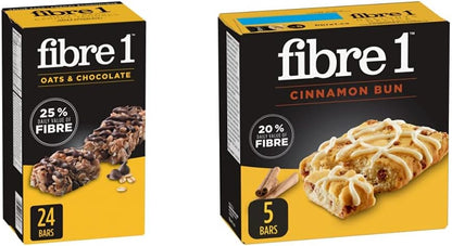 Fibre 1 燕麦巧克力肉桂卷口味咀嚼棒，5 条
