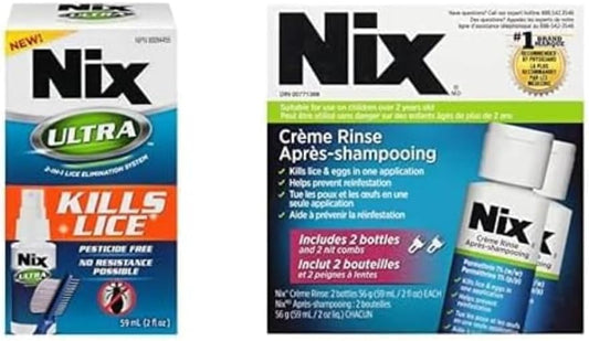NixUltra 除虱梳 (59ml) 和多包装乳霜冲洗液及除虱梳
