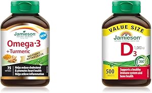 Jamieson 無魚腥味 Omega-3 和薑黃和維生素 D 1,000IU 500 片