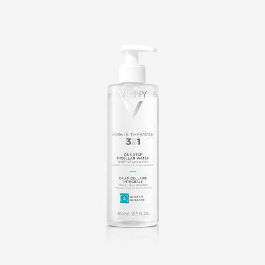 Vichy Micellar Water VALUE SIZE Cleanser, Pureté Thermale Mineral Micellar Water Face Cleanser & Makeup Remover for Sensitive Skin, Hypoallergenic, Paraben-Free, 400mL (Packaging May Vary)