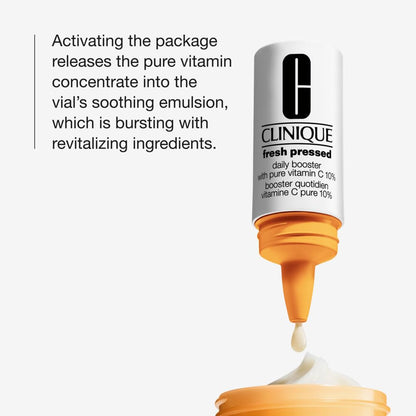 Clinique Fresh Pressed Daily Moisturizer Booster With Pure Vitamin C | Brightening + Retexturing For All Skin Types, 4 X 8.5ml