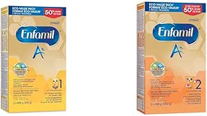 Enfamil A+, Baby Formula, Value Pack, Powder Refill, DHA (a type of Omega-3 fat) to help support brain development, Age 0-12 months, 992g & A+ 2 Infant Formula, Powder Refill, 992g