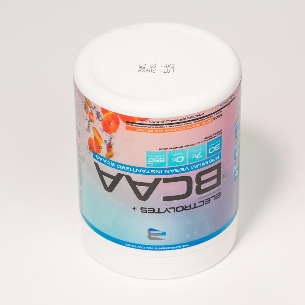 Believe 补充电解质+BCAA：通过支链氨基酸和必需电解质优化补水和肌肉恢复 - 立即提升运动表现并补充重要营养素！（酸桃味）