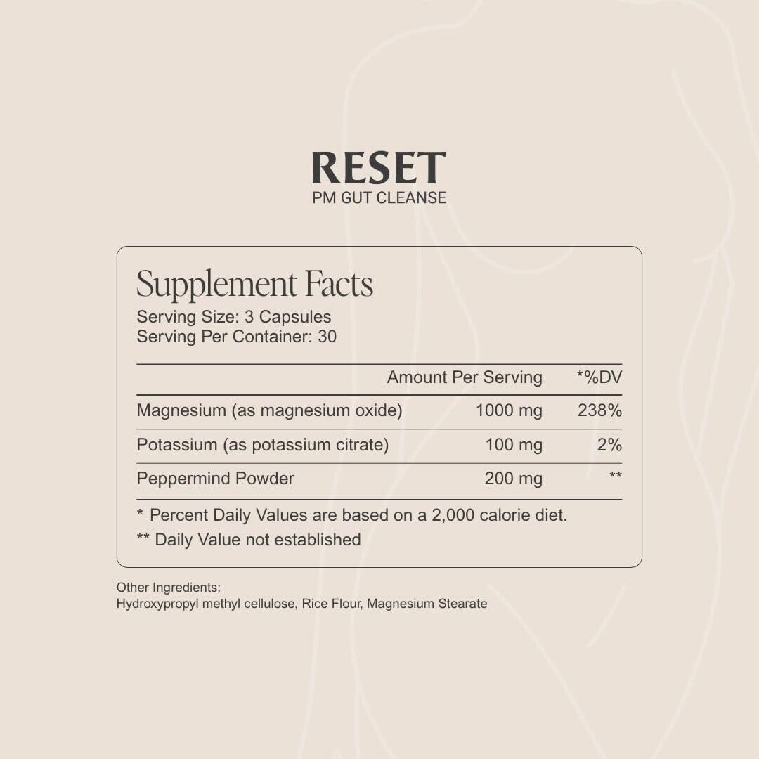 Reset by Paulina Fitness™ | Overnight Digestive Aid, Bloating Relief, & Gut Health Supplement | Natural Detox & Digestive Cleanse to Support Weight Management and Relieve Constipation | 90 Capsules