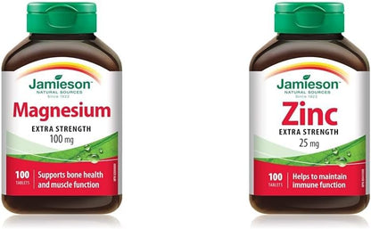Jamieson 鎂 100 毫克 100 片裝 & Laboratories 鋅 25 毫克