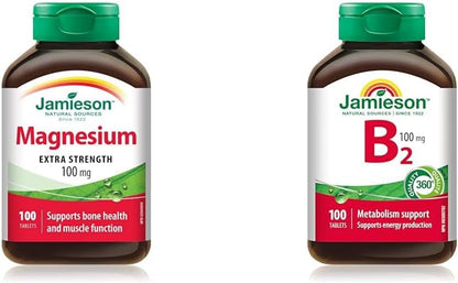 Jamieson 鎂 100 毫克 100 片裝 & 2 片核黃素 100 毫克