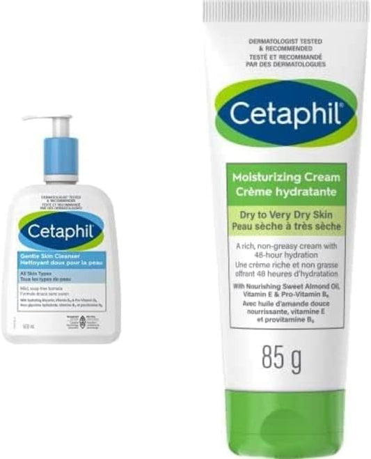 Cetaphil Gentle Skin Cleanser (500 ml) and Cetaphil Moisturizing Cream (85 Grams)