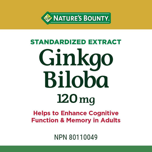 Nature's Bounty Gingko Biloba, 120 mg, Value Size, Helps to Enhance Cognitive Function, Helps to Support Peripheral Circulation, For Adults, 180 Capsules