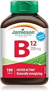 Jamieson 維生素 B12 250 微克，甲鈷胺，促進紅血球生成，支持能量生成和代謝。素食，非基因改造，無麩質，100 片裝，加拿大製造