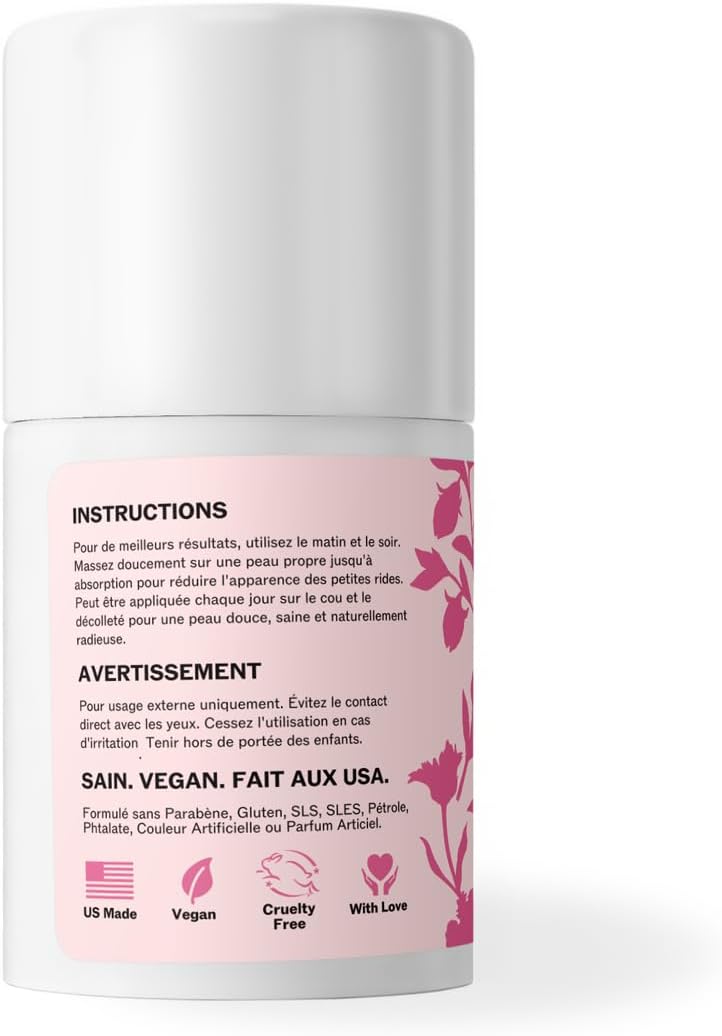 Face Cream Moisturizer for Women - Anti-Aging Wrinkle Cream for Face, Face Moisturizer For Dry Skin, Dark Spot Brightening, Rose and Pomegranate Extracts - Crème Hydratante Visage - 1.7oz