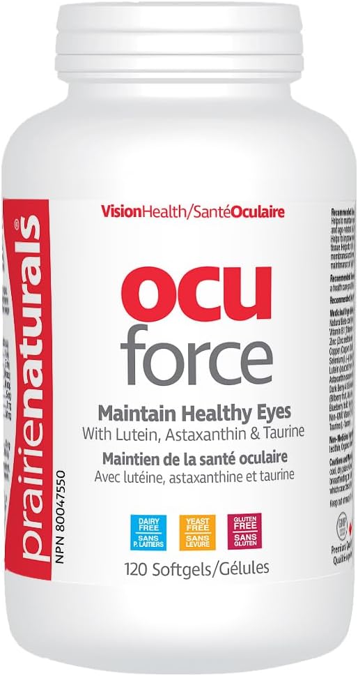Prairie Naturals Ocu-Force Vision Support with Lutein, Astaxanthin, Taurine, Vitamins & Minerals Softgel - 120 Count