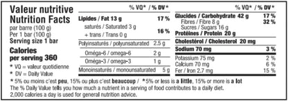 燕麦蜂蜜蛋白能量棒，无麸质零食，高纤维，黑巧克力杏仁，100克（12条）