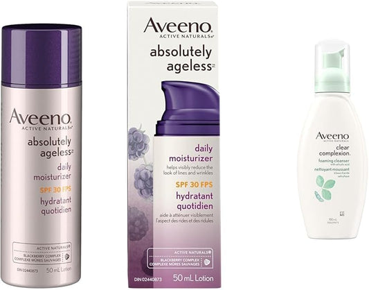 Aveeno Anti Aging Face Moisturizer SPF 30 + Aveeno Clear Complexion Foaming Cleanser