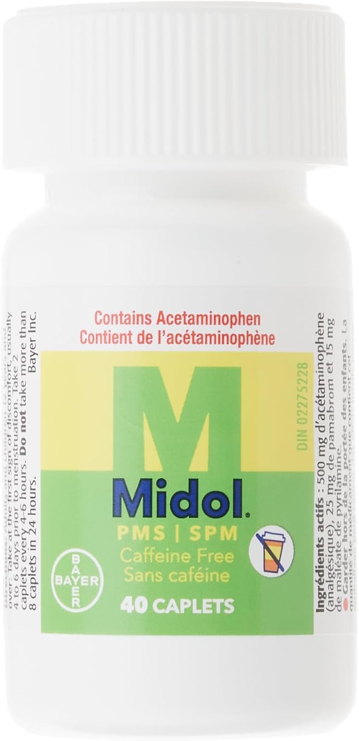 Midol PMS 强效止痛药，快速缓解经前期症状，如烦躁、腹胀、痉挛、乳房胀痛、背痛、头痛和肌肉酸痛（40 粒胶囊）