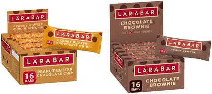 Larabar Gluten Free Peanut Butter Chocolate Chip Fruit and Nut Energy Bar, 16-Count, 720 Gram & Gluten Free Chocolate Brownie Fruit and Nut Energy Bar, 16-Count, 720 Gram