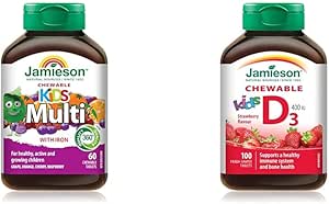 Jamieson 100% 兒童複合維生素咀嚼片 60 片 + 維生素 D 400IU 兒童咀嚼片 100 片