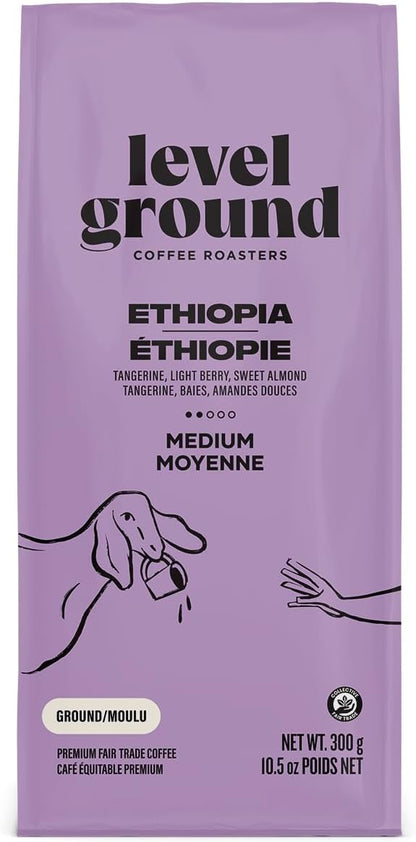 平磨咖啡 - 埃塞俄比亚单一产地 - 中度烘焙，研磨 - 公平贸易，犹太洁食 - 特色咖啡 - 滴滤式和手冲式都很棒 - 口感香甜多汁，令人愉悦 - 300克/10.5盎司