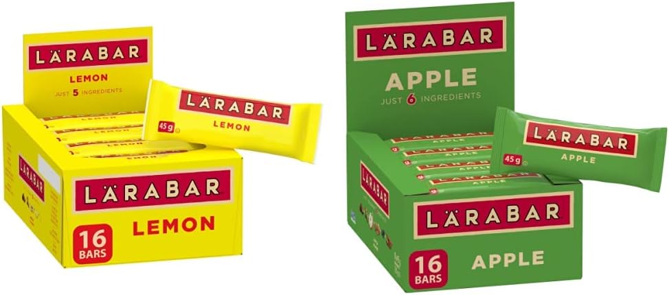 Larabar Gluten Free Lemon Fruit & Nut Energy Bar & Larabar Gluten Free Apple Fruit and Nut Energy Bar,16-Count, 720 Gram