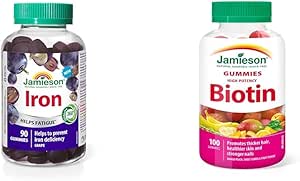 Jamieson 鐵質軟糖葡萄口味 90 粒，有助於預防缺鐵，高效生物素軟糖 100 粒