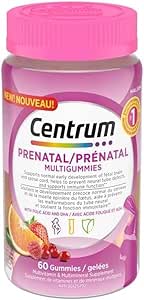 Centrum 產前多種軟糖，含 DHA 和葉酸，產後多種維生素和礦物質補充劑，60 粒，30 天用量。