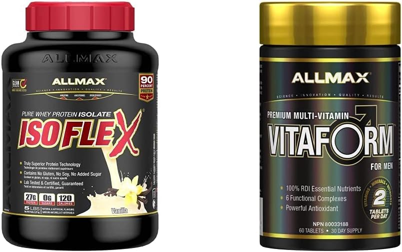 ALLMAX Isoflex 香草味，5 磅 & 营养 - VITAFORM - 高级 - 男士高性能复合维生素 - 30 天供应 - 60 粒