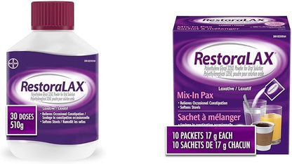RestoraLAX Powder Laxative, Effective Relief, No Taste, No Grit & Powder Laxative, Effective Relief, No Taste