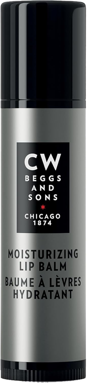 CW Beggs 男士保濕唇膏，適用於乾燥的嘴唇，即時保濕，低過敏性，無香料，無對羥基苯甲酸酯，無酒精，無礦物油，無動物實驗