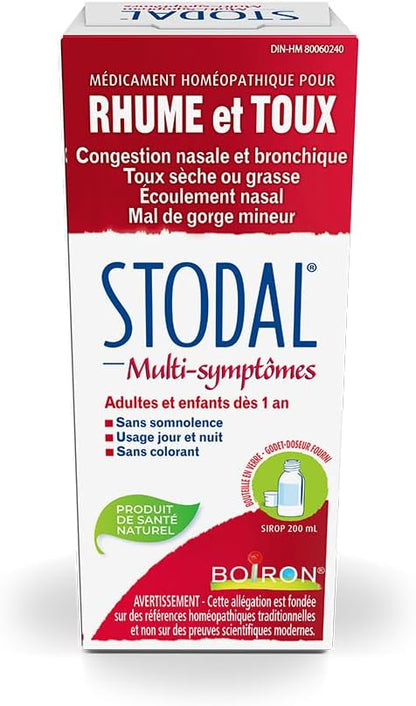 Boiron Stodal 感冒和咳嗽糖浆，200 毫升，缓解鼻塞和胸闷、流鼻涕以及干咳或湿咳。