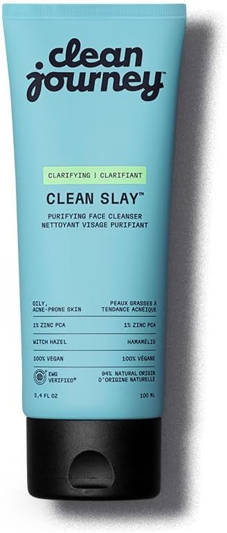 cleanjourney Face Cleanser for Acne Prone Skin, Made in Canada, Makeup Remover & Clarifying, Blemish Face Wash for Men and Women Teens, For Oily Skin, ZINC PCA, EWG Verified & Dermatologically Tested , 100 mL
