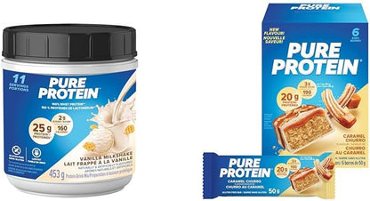 Pure Protein Whey Protein Powder - High Protein, Low Sugar, Gluten Free - Fast-Acting Formula & Bars - Nutritious, Gluten Free protein bar, made with Whey protein blend - low sugar