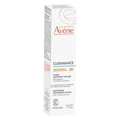 Eau Thermale Avene Cleanance Mattifying Sunscreen Lotion SPF 30, Daily Face Moisturizer Sun Protection, 40 ml