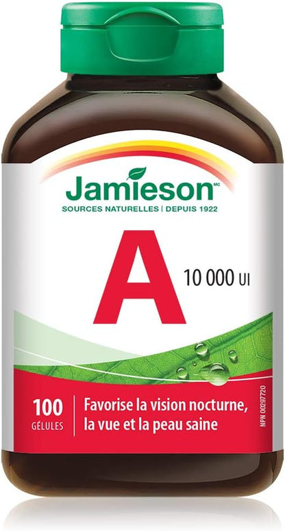Jamieson Laboratories 鋅 25 毫克和維生素 A 10,000 IU，100 粒（1 包）