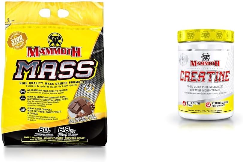 MAMMOTH MASS：增重剂、高热量蛋白粉、健身奶昔、代餐和肌酸 300 克