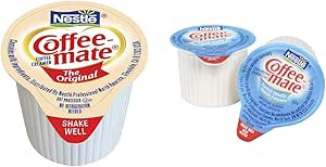 Coffee Mate Coffee Whitener, Original Liquid Singles, 11 ml (Pack of 180) & Liquid Coffee Creamer, Lactose Free, French Vanilla, Single Serve Portions, No Refrigeration, Pack of 180 x 11ml